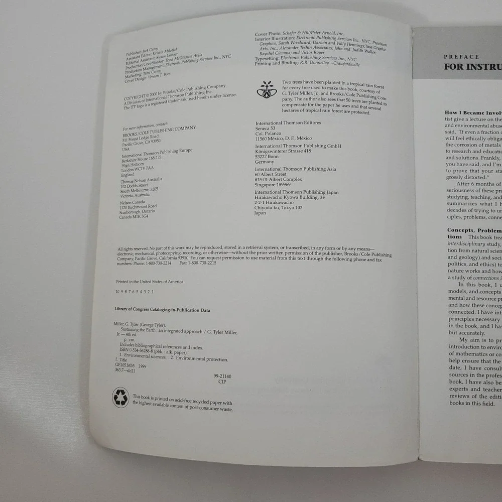 Sustaining the Earth : An Integrated Approach by G. Tyler Miller Jr. (1999,...